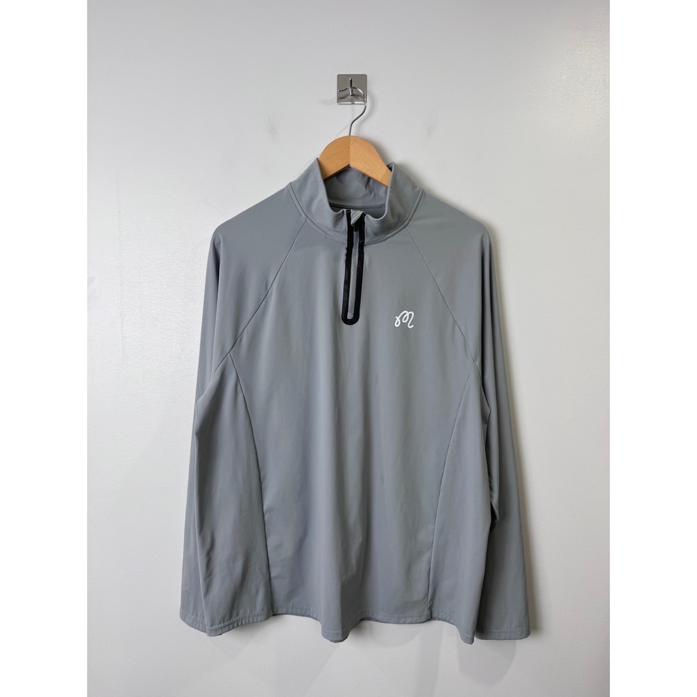 Malbon Men Raglan Grey Performance Quarter Zip Golf Pullover Large